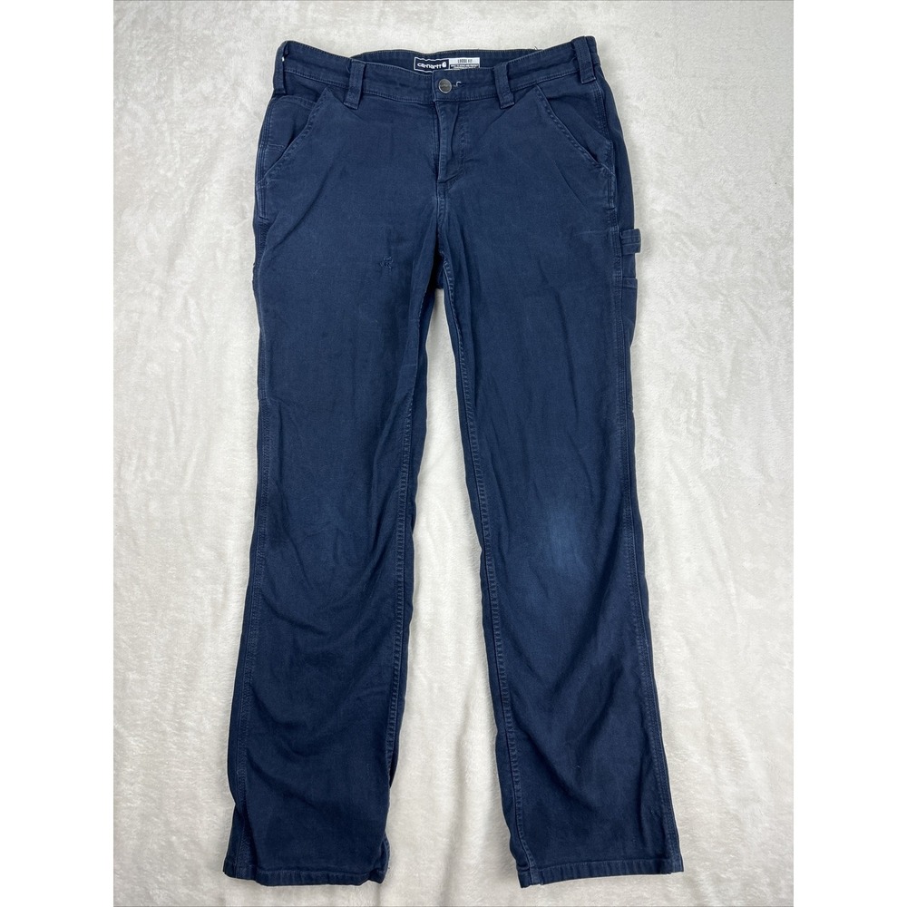 Carhartt Women's Size 8 Loose Fit Canvas Work Pants Navy Blue Carpenter Utility